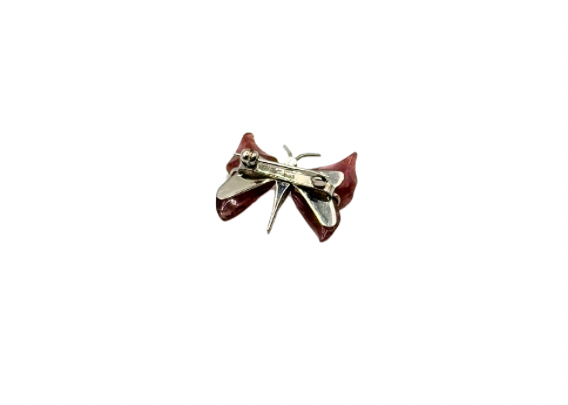 Schmetterlingsbrosche Weißgold 585 14Karat Rosenquarz