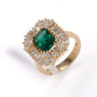 Smaragd Gold Ring Verlobungsring 750 / 18K Baguette Diamanten