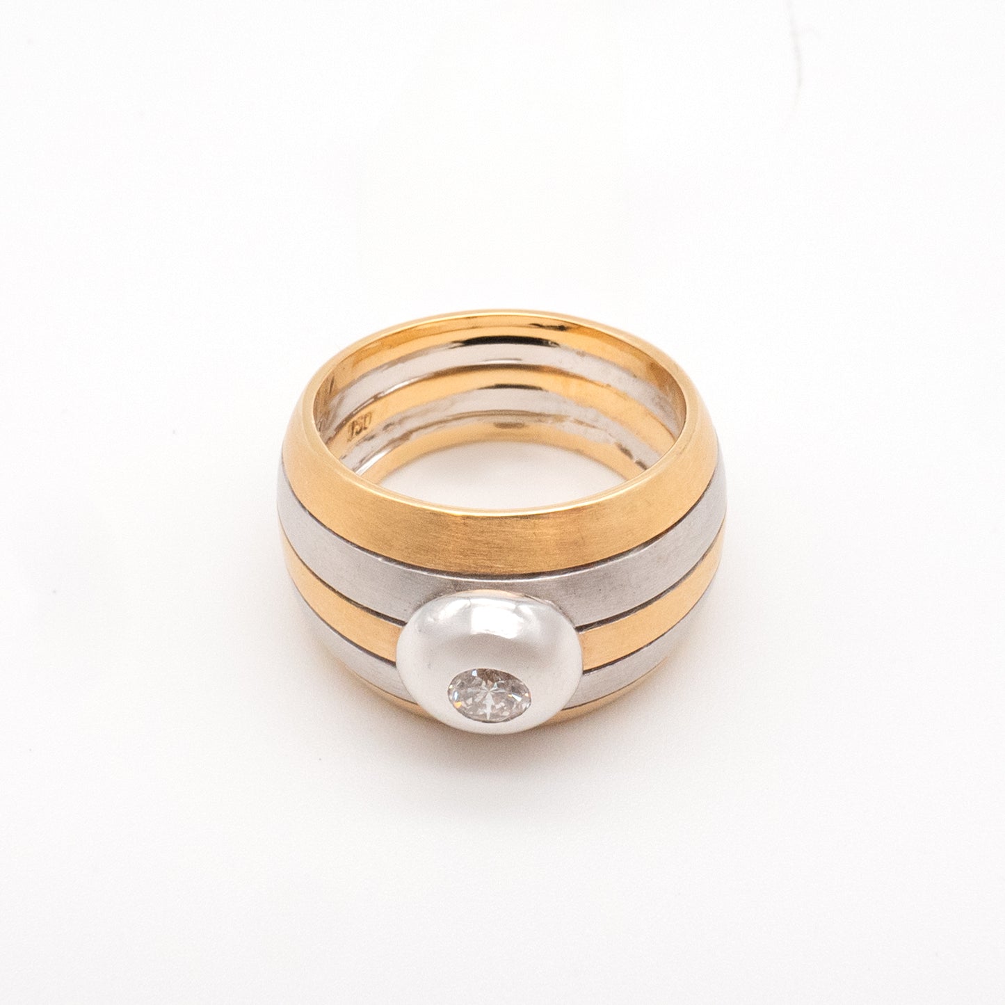 Bicolor Solitär Goldring 750/18K