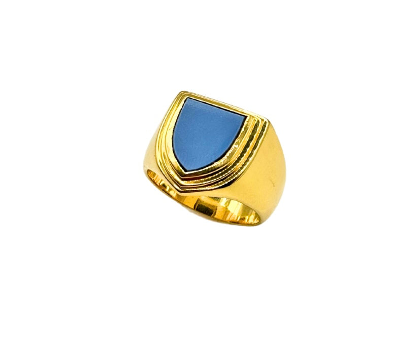 MASSIVER SIEGELRING 750 18K Lagenstein Wappen